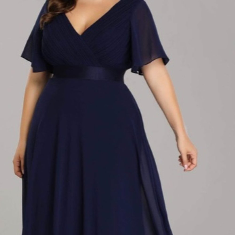 Plus Size Prom Evening Dress Navy Blue